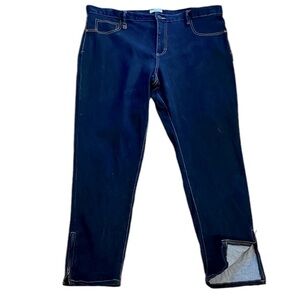 JACLYN SMITH HIGH WAISTED SPLIT LEG DENIM JEGGINGS BLUE PLUS SIZE 18